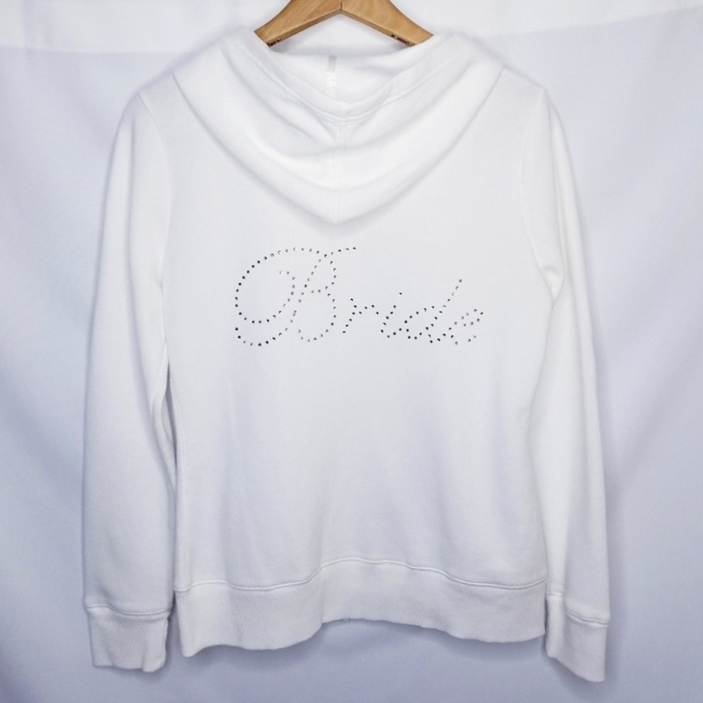 Gilligan & O'Malley Women's Hoodie White "Bride" Full Zip Sweatshirt Size M